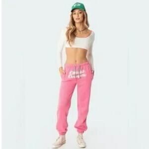 Edikted Dramatic Sweatpants Pink y2k trendy aesthetic pants sweats lounge wear